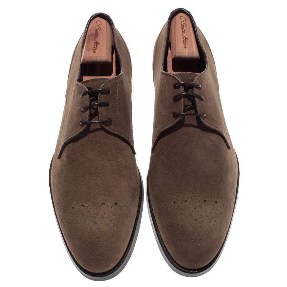 Pastori NWB Lace Up Derby Dress Shoes Size 9 US In Brown Suede Made in Italy